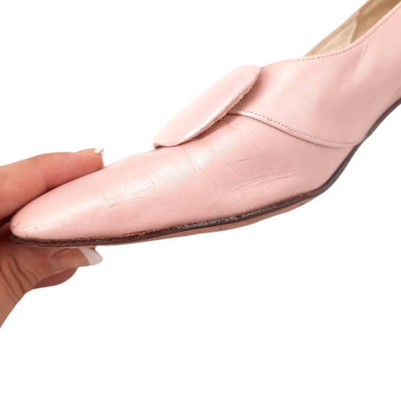 VTG 60s A'mano Flirt Last Hart's Walla Walla Pale Pink Leather Button Vamp Heels - Picture 8 of 14